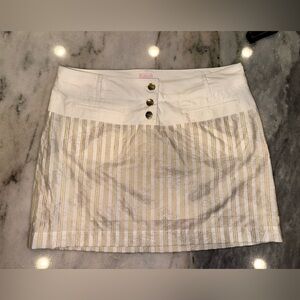 EUC Custo Barcelona Elegant White and Gold Striped Skirt